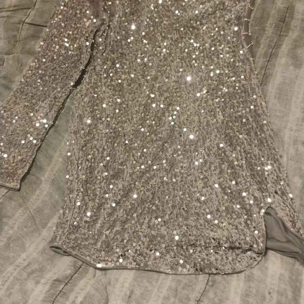 SHEIN Silver Sequin Prom Dress
